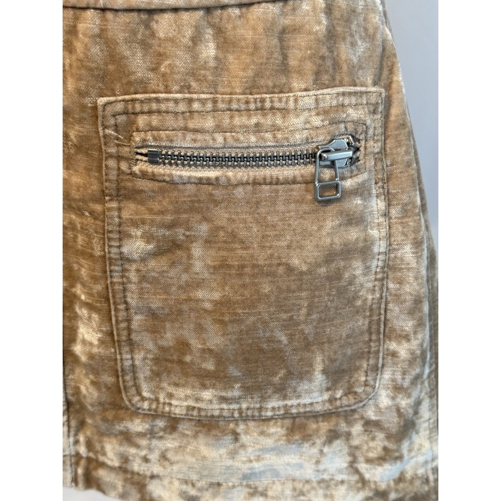 Free People Dust To Dust Crushed Velvet Tan Mini Skirt Festival size 2 - Picture 3 of 12